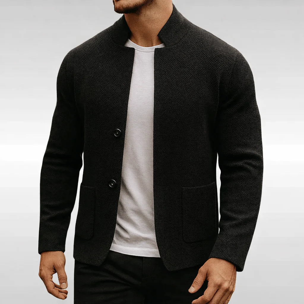 Men's Button-Front Cardigan Sweater in Black