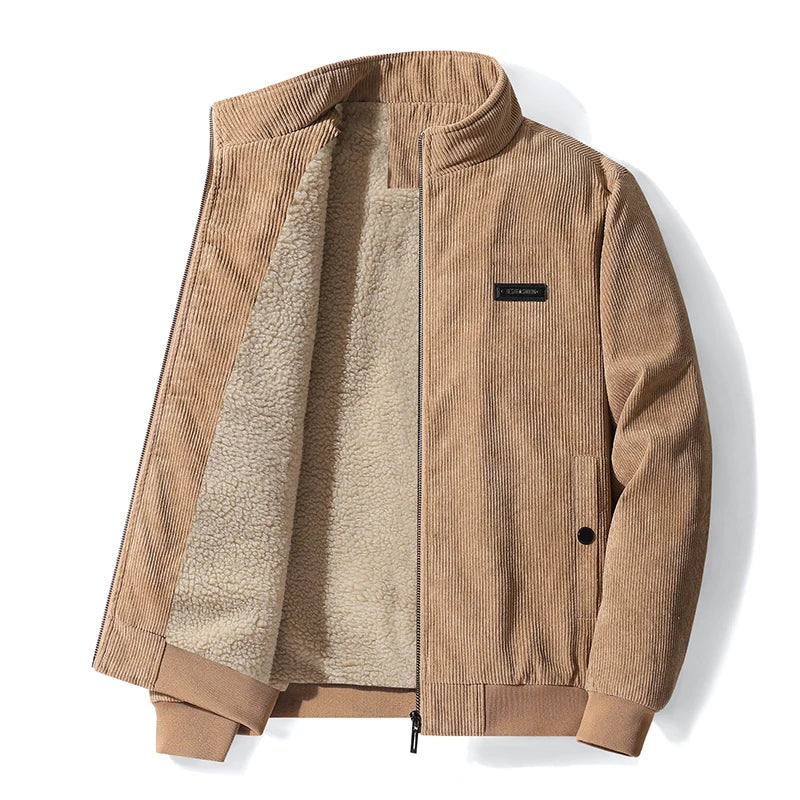 Men's Corduroy Bomber Jacket in Khaki