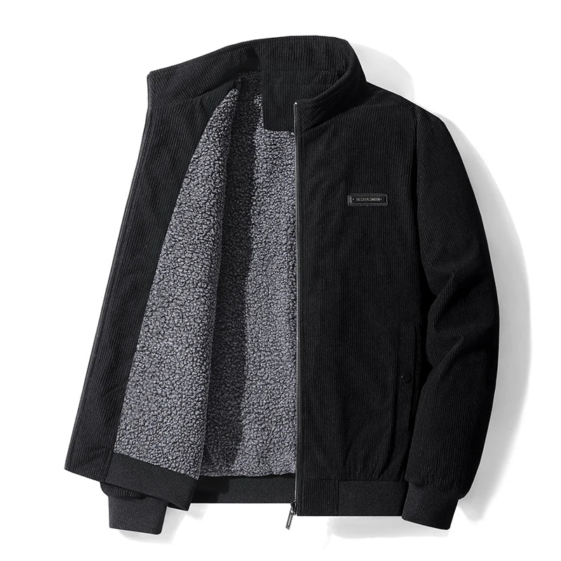 Men's Corduroy Bomber Jacket in Black