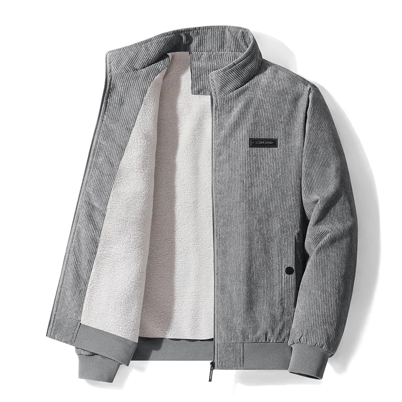 Men's Corduroy Bomber Jacket in Gray