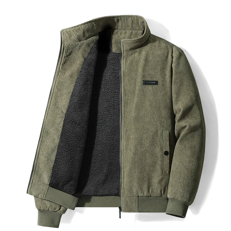 Men's Corduroy Bomber Jacket in Green