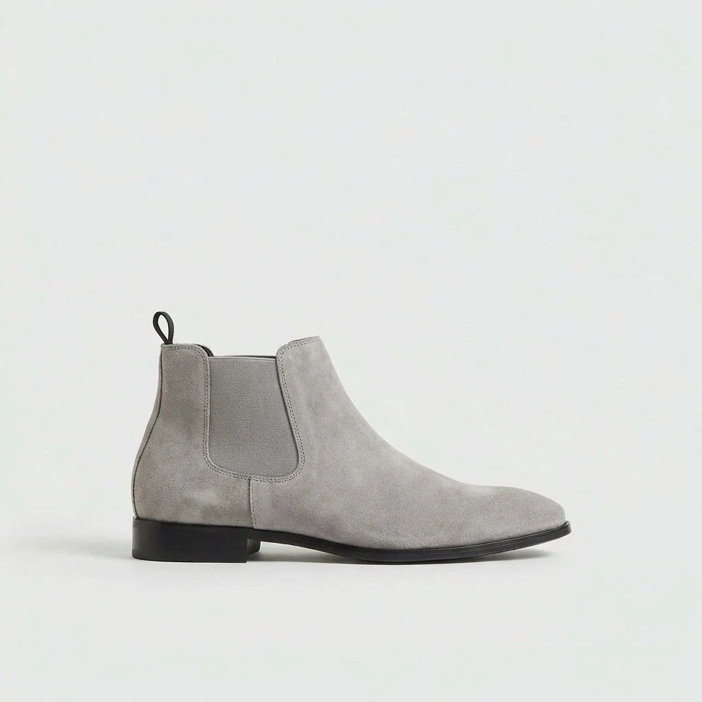 Men's Smooth Leather Chelsea Boots in Light Gray