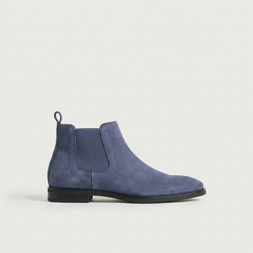 Men's Smooth Leather Chelsea Boots in Blue
