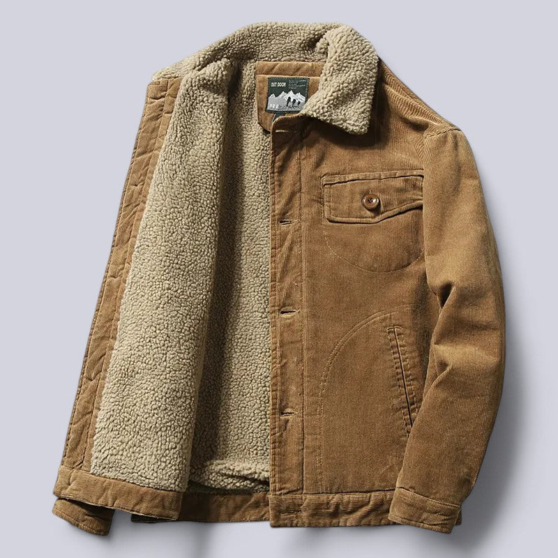 Men's Corduroy Trucker Jacket in Coffee