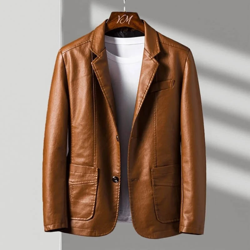 Men's Leather Blazer in Brown