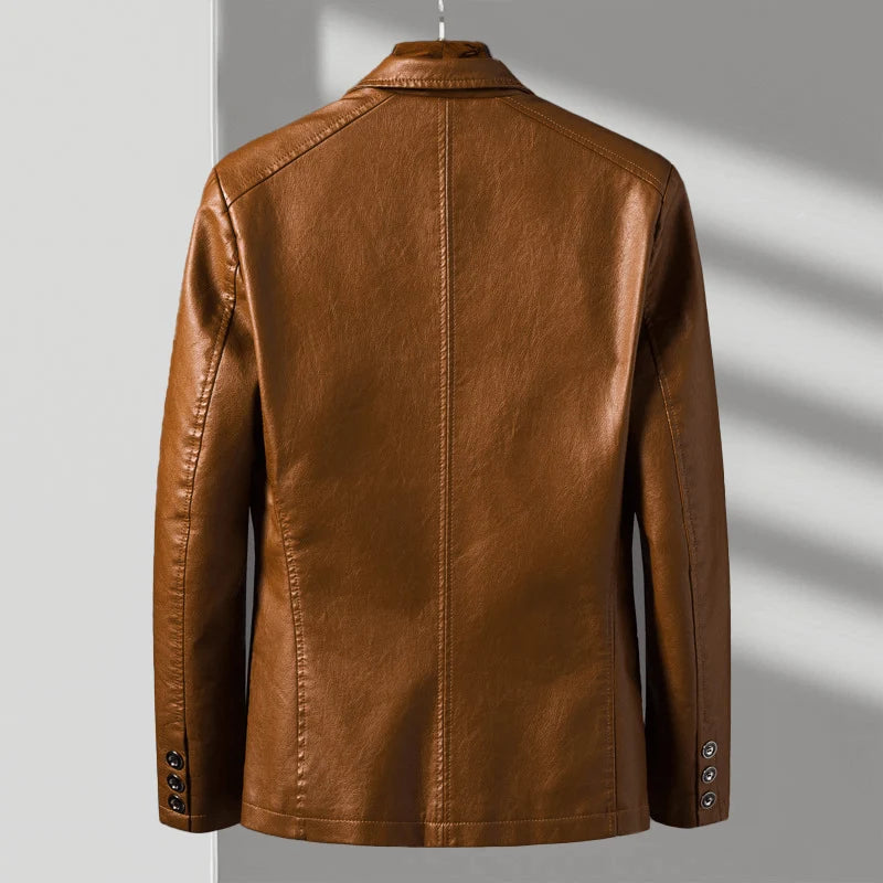 Men's Leather Blazer in Black