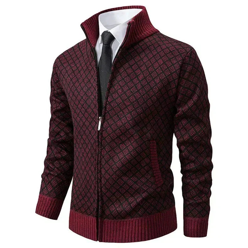 Men's Full-Zip Quilted Cardigan – Styled View