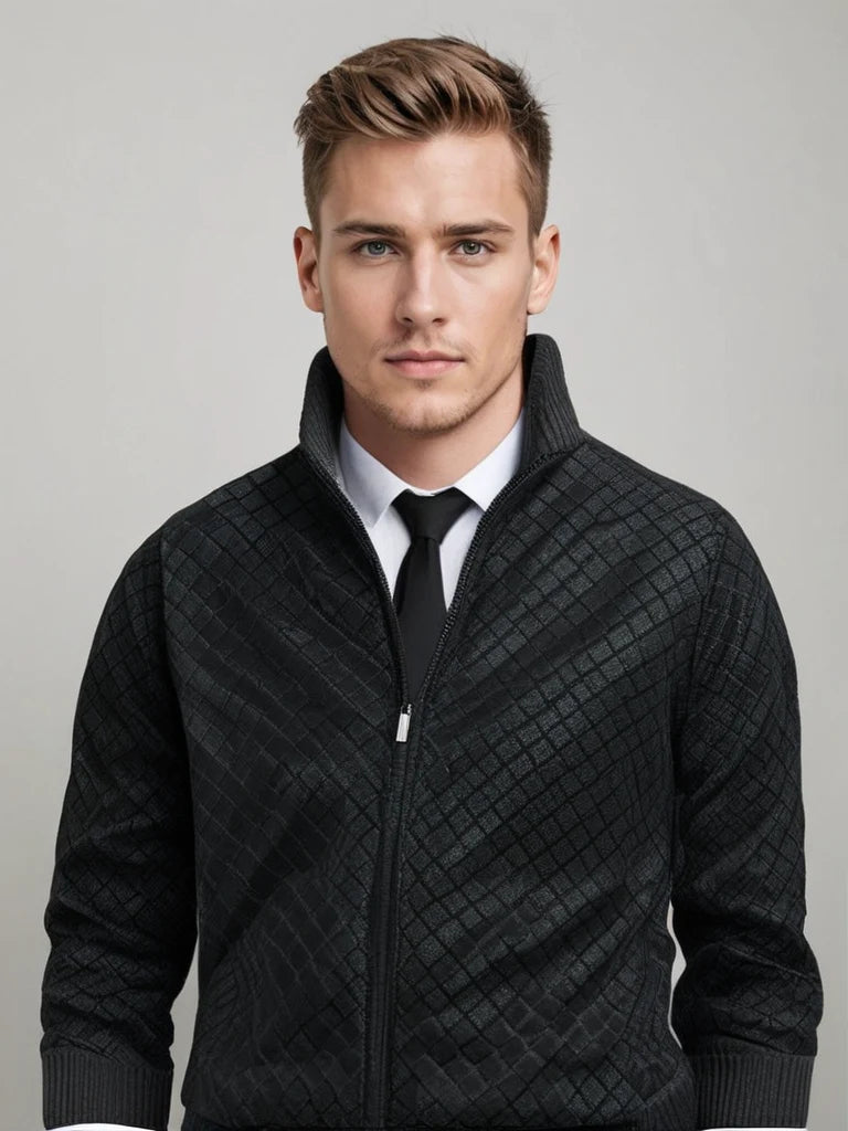 Men's Full-Zip Quilted Cardigan – Zip Detail