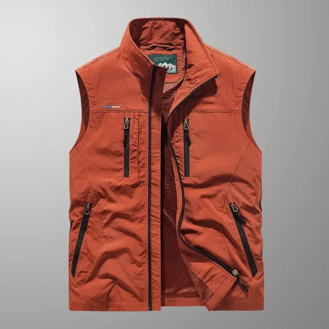 Men's Fishing-Style Utility Vest in Orange