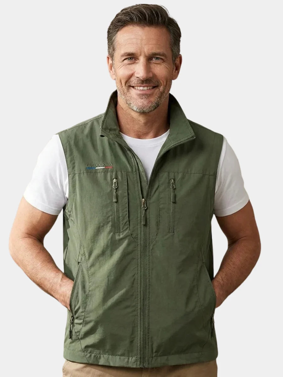 Men's Fishing-Style Utility Vest in Black