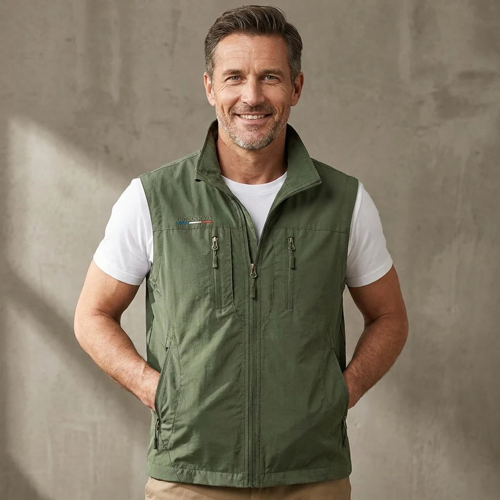 Men's Fishing-Style Utility Vest – Mesh Lining Detail