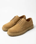 Men's suede derby shoes in beige with round toe