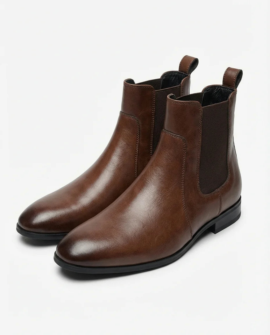 Men's Full-Grain Leather Chelsea Boots in Dark Brown