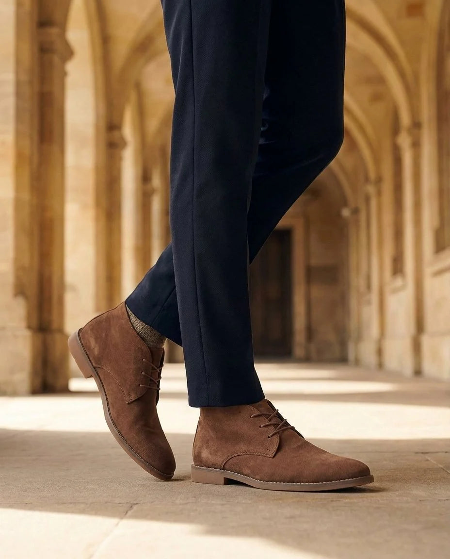 Men's suede Chukka boots in black with round toe