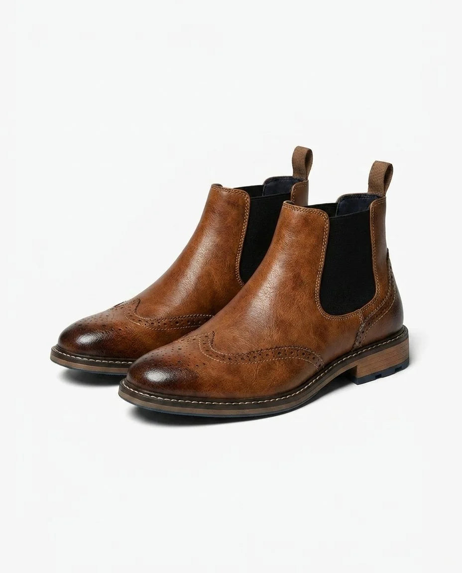 Men's Wingtip Chelsea Boots in Brown