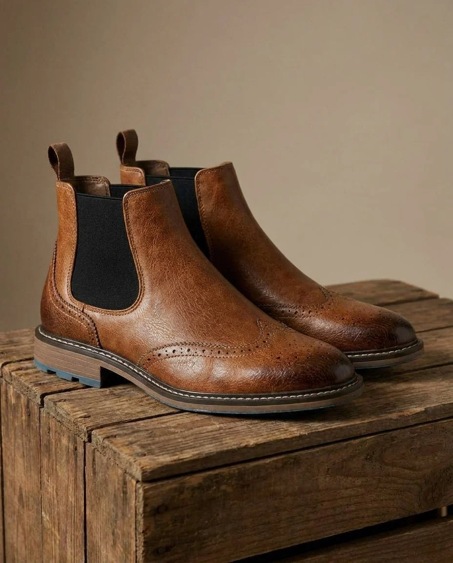 Men's Wingtip Chelsea Boots – Detail View