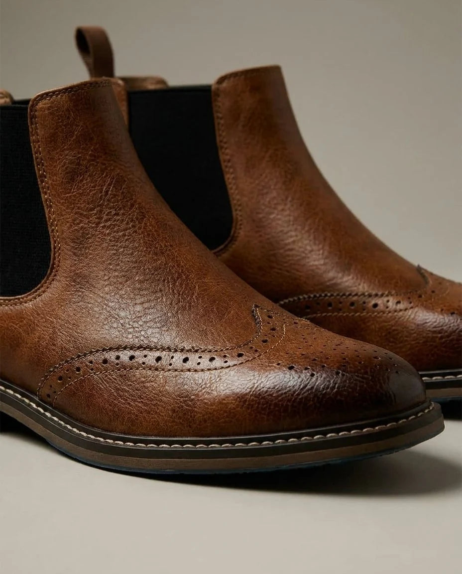 Men's Wingtip Chelsea Boots – Detail View