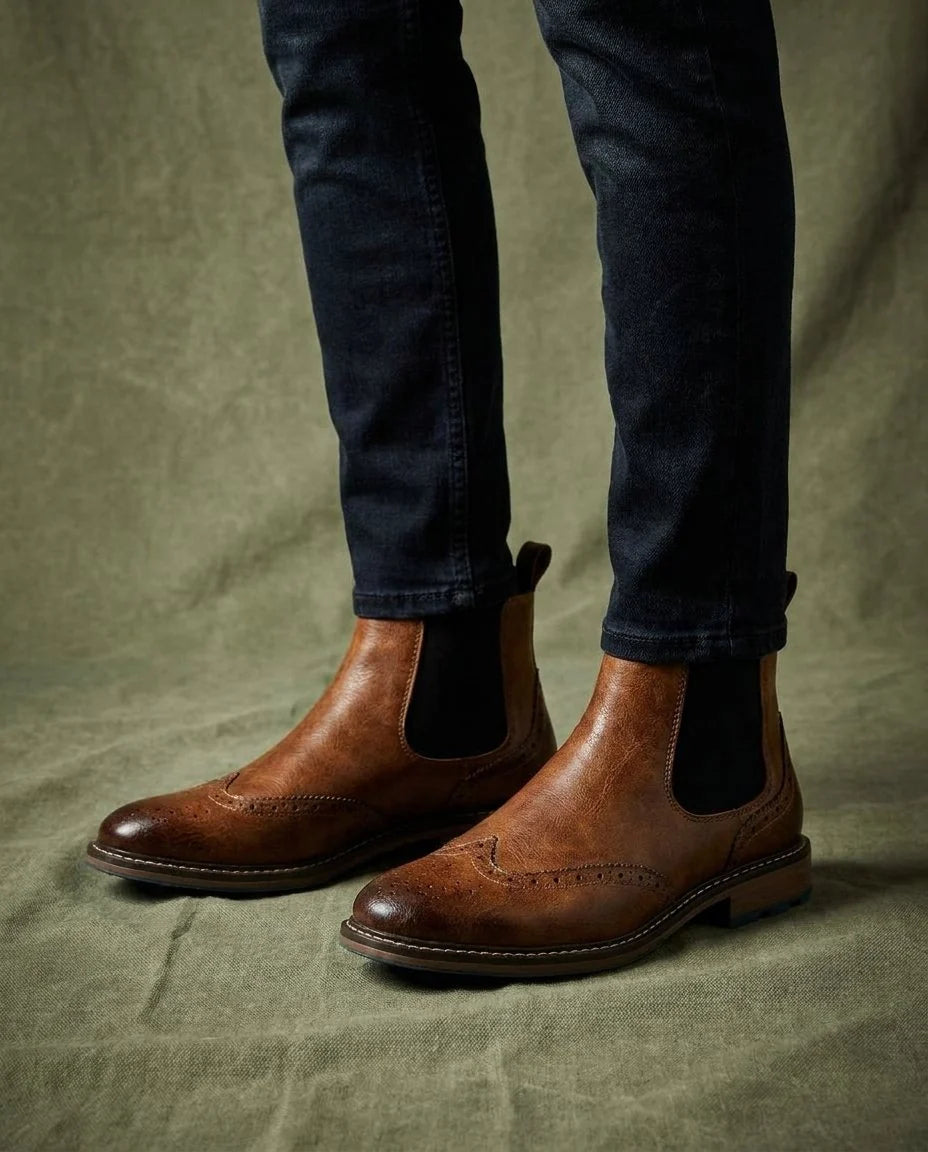 Men's Wingtip Chelsea Boots – Detail View