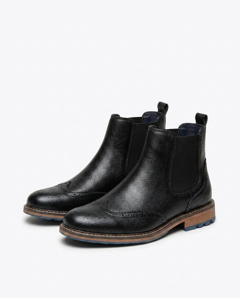 Men's Wingtip Chelsea Boots in Black