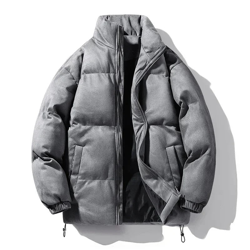 Close-up of the quilted construction on the puffer jacket