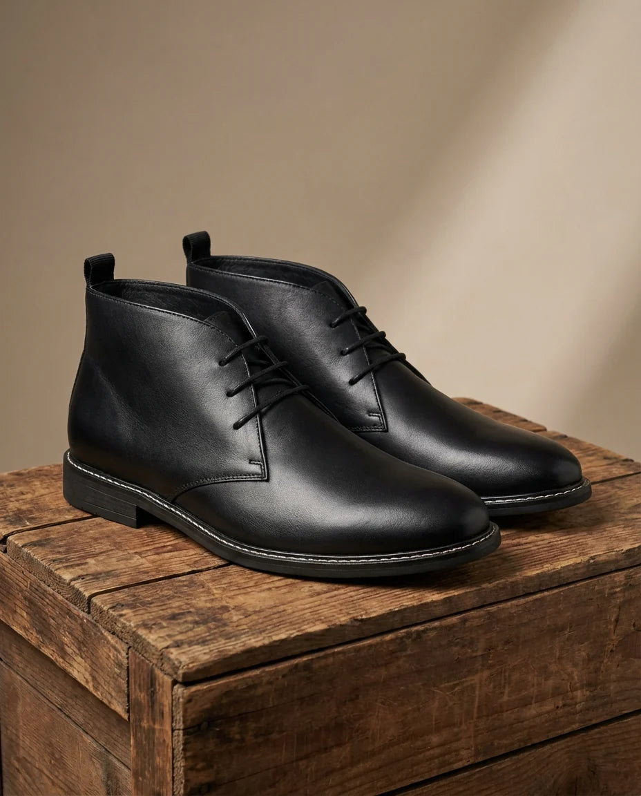 Close-up of the solid-color sole on the men's Chukka boots