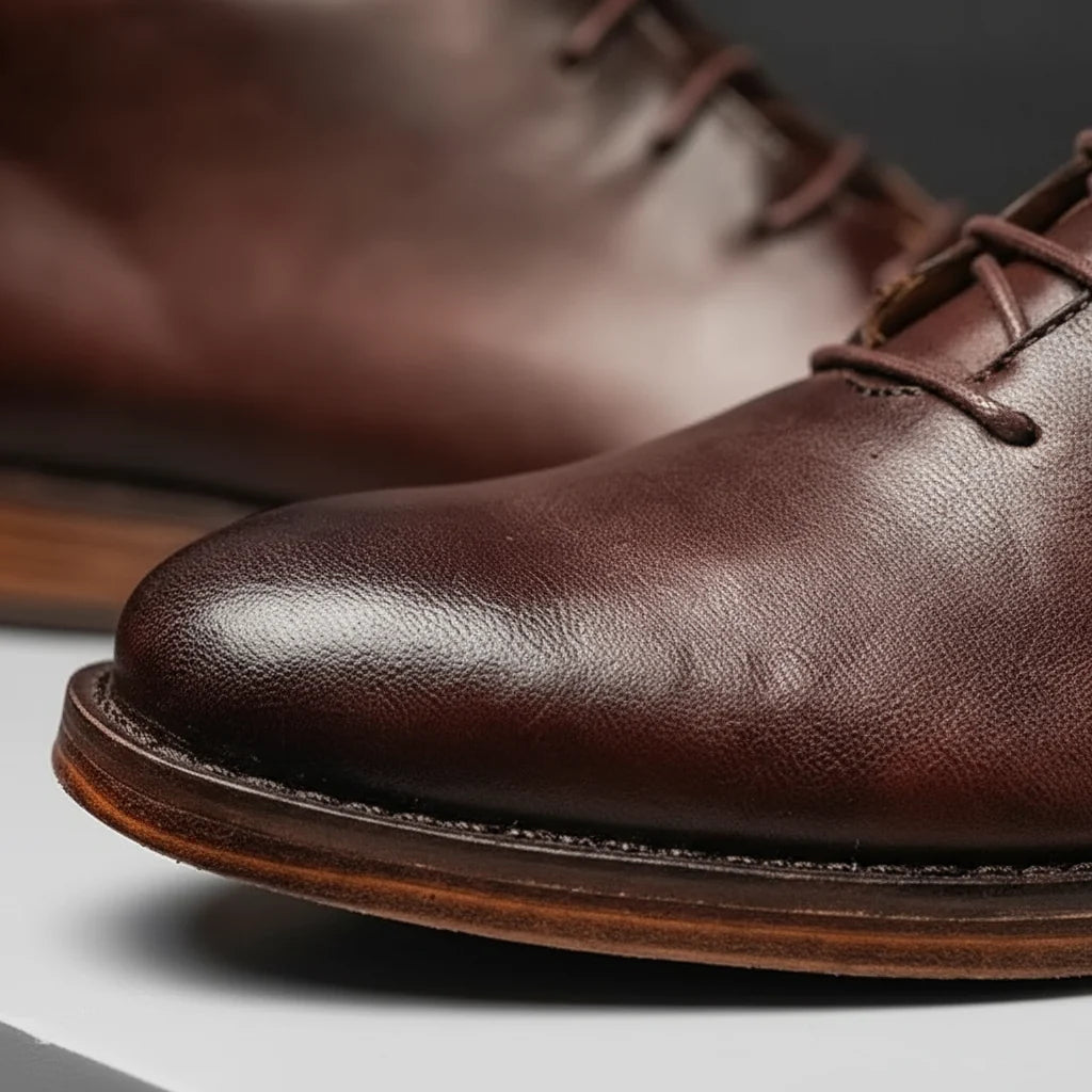 Side view of the men's leather derby boots