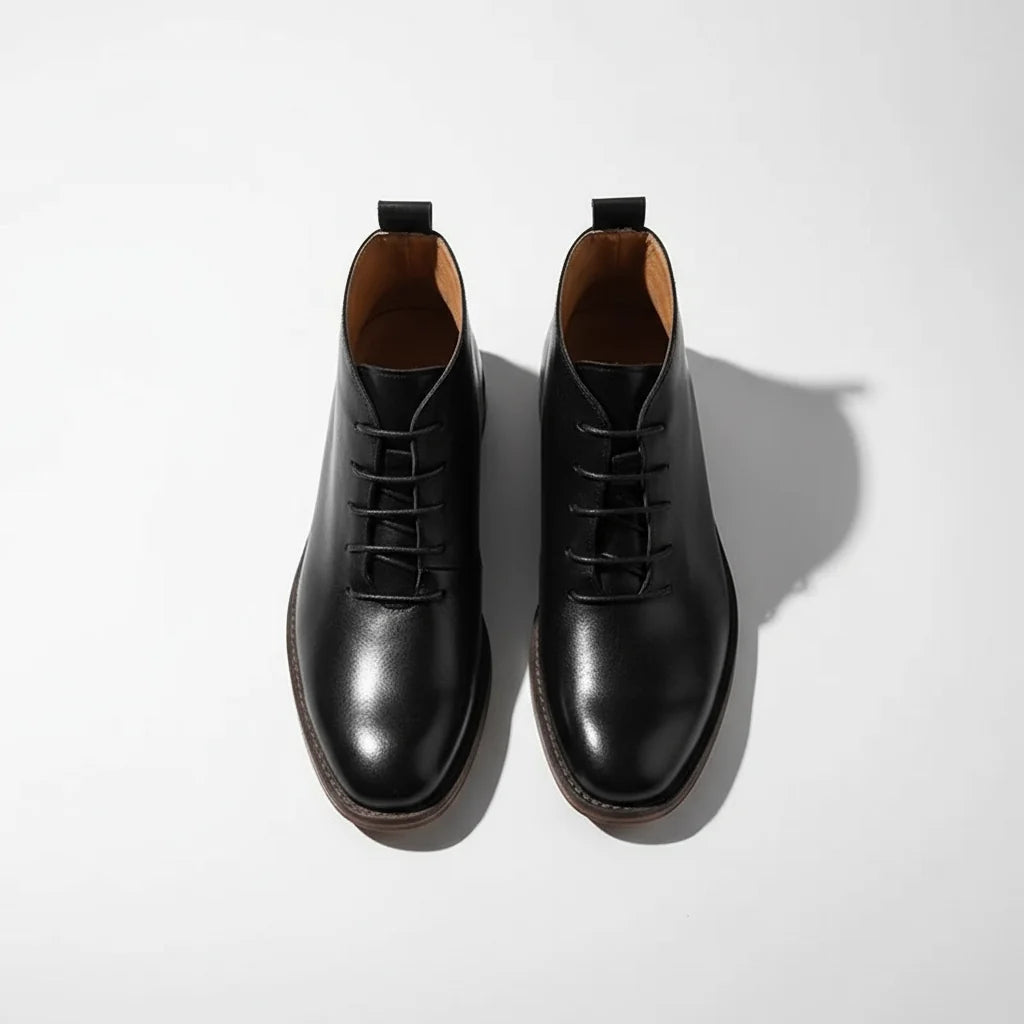 Men's leather derby boots, alternate angle