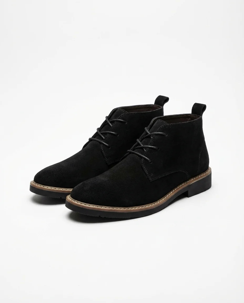 Men's Suede Chelsea Boots in Black