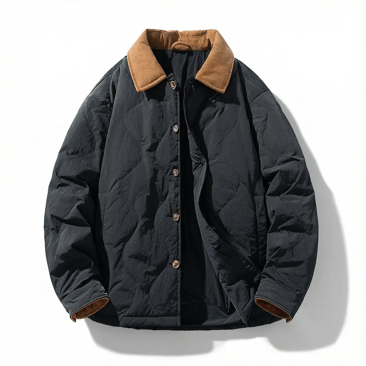 Back view of the men's quilted jacket