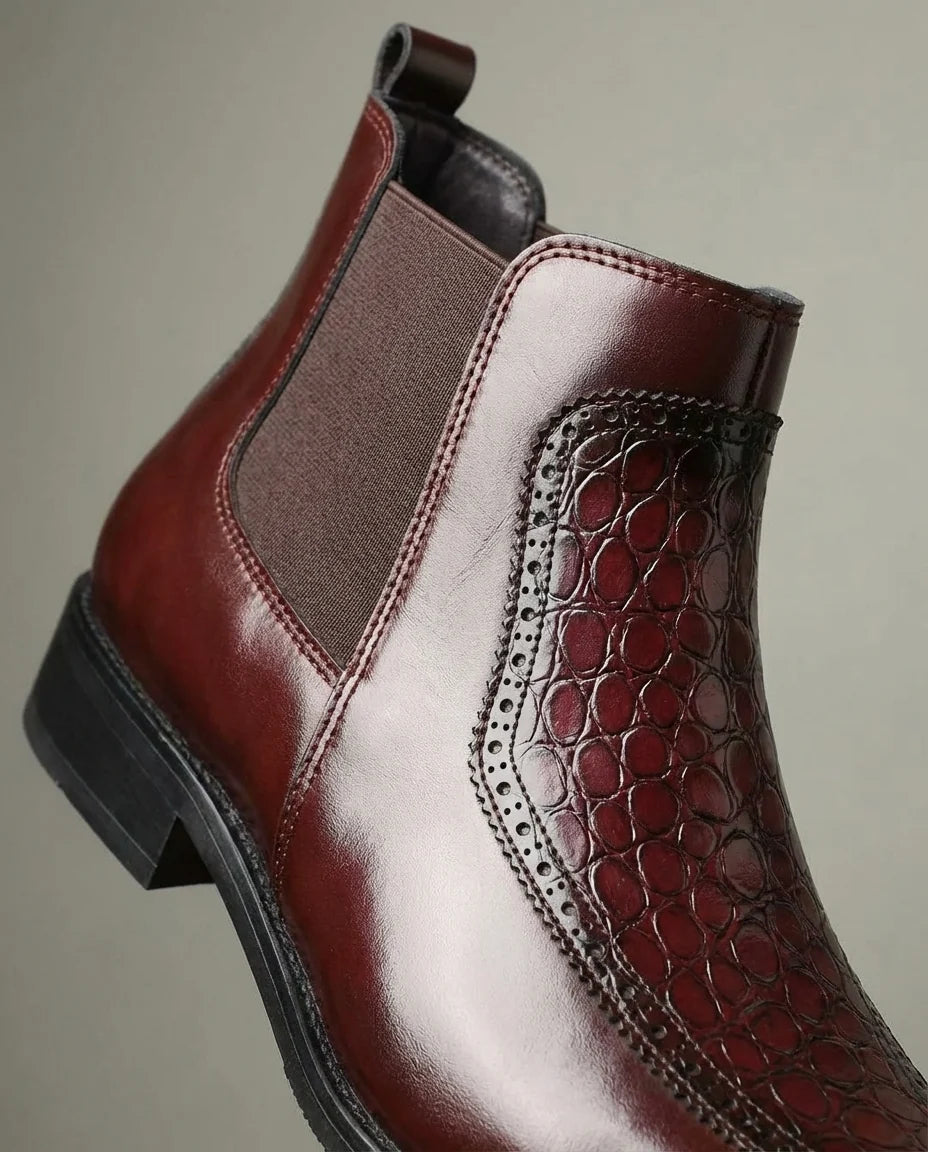 Men's Leather Chelsea Boots in Olive Green
