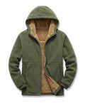 Men's Sherpa-Lined Fleece Zip Hoodie in Army Green