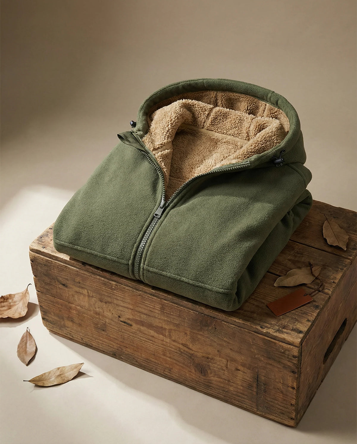 Men's Sherpa-Lined Fleece Zip Hoodie – Detail View