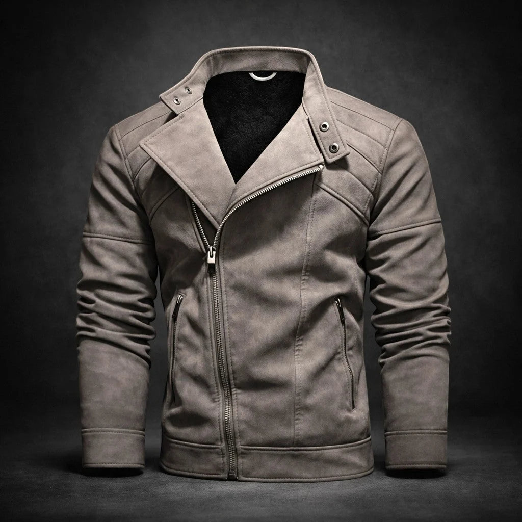 Men's biker jacket, notch collar detail