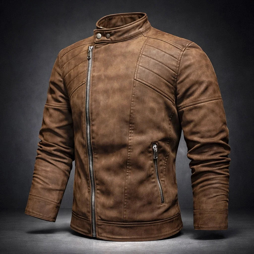 Men's asymmetric zip biker jacket