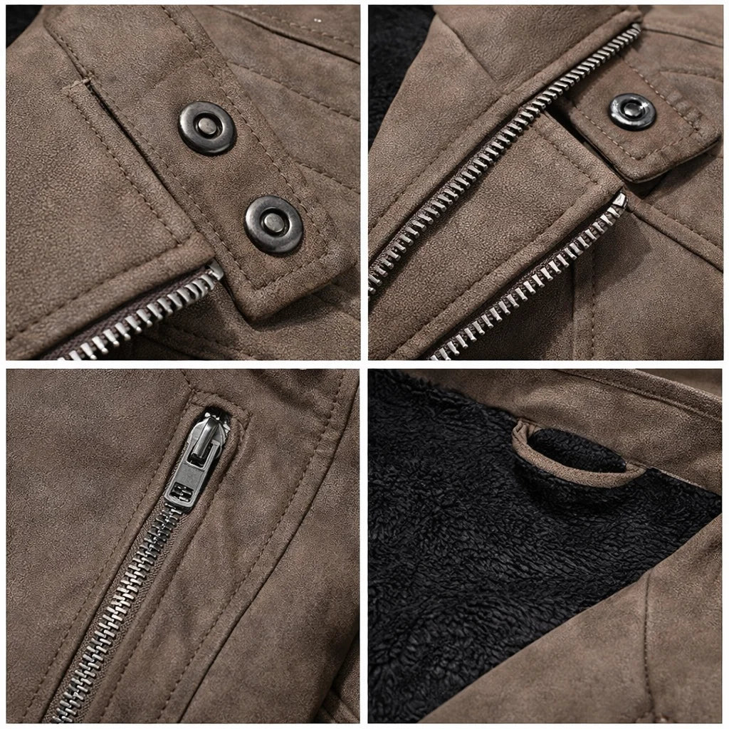 Men's biker jacket, front view