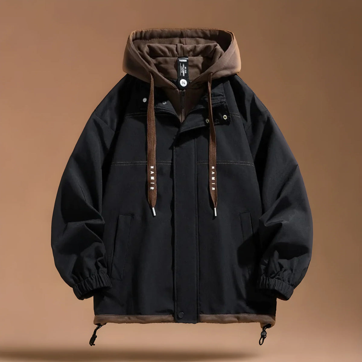 Oversized hooded windbreaker jacket in white with chest pocket