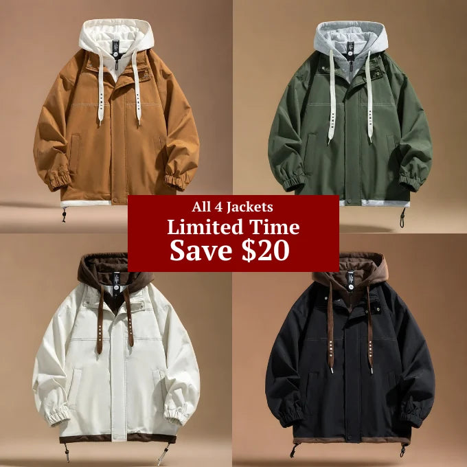 Oversized hooded windbreaker jacket styled on model