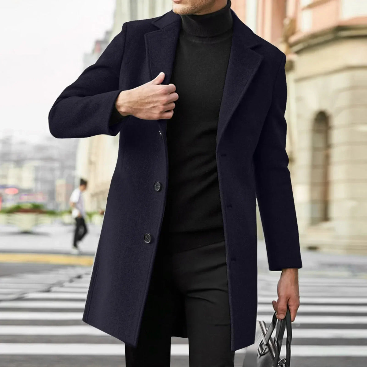 Men's Single-Breasted Overcoat in Wine Red