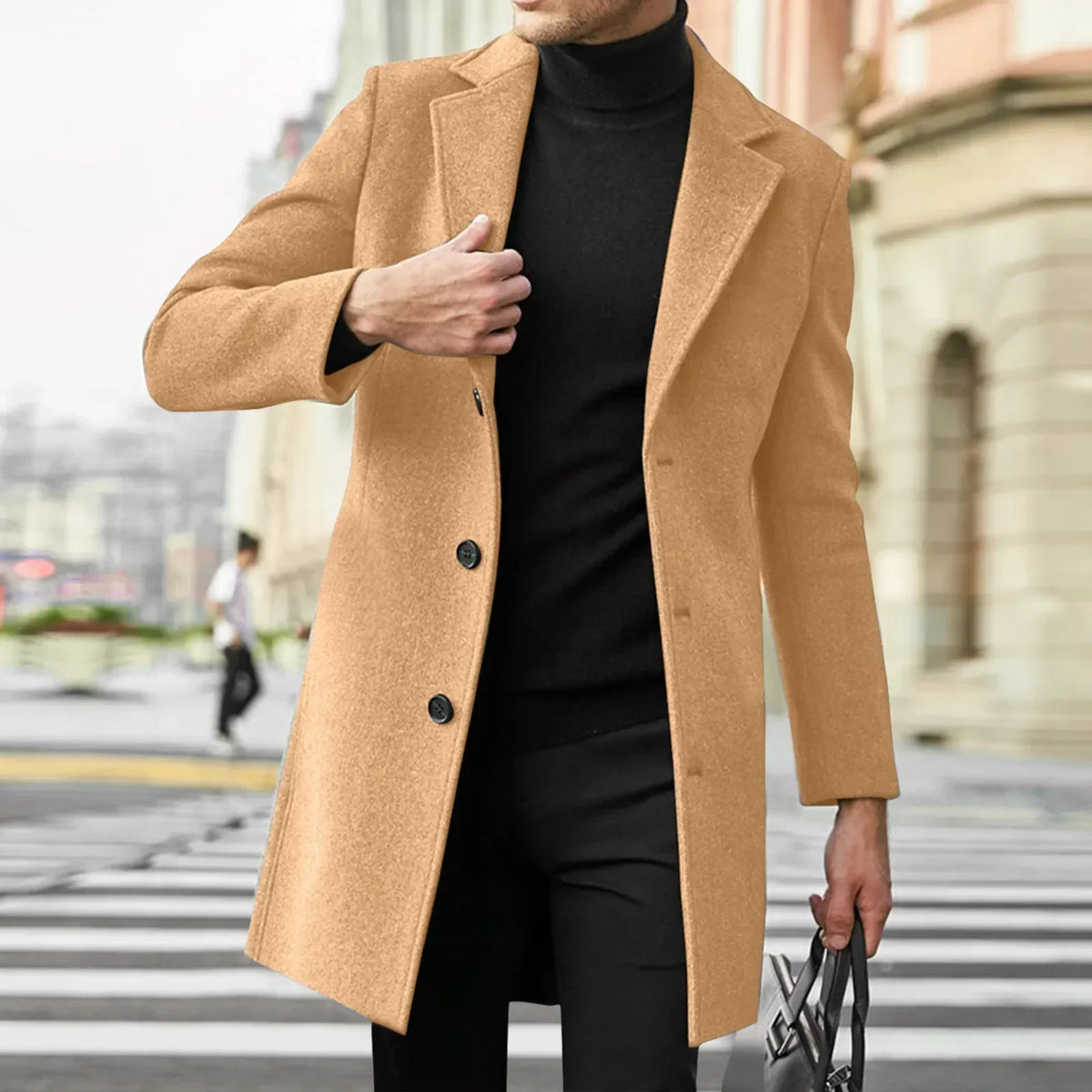 Men's Single-Breasted Overcoat in Green