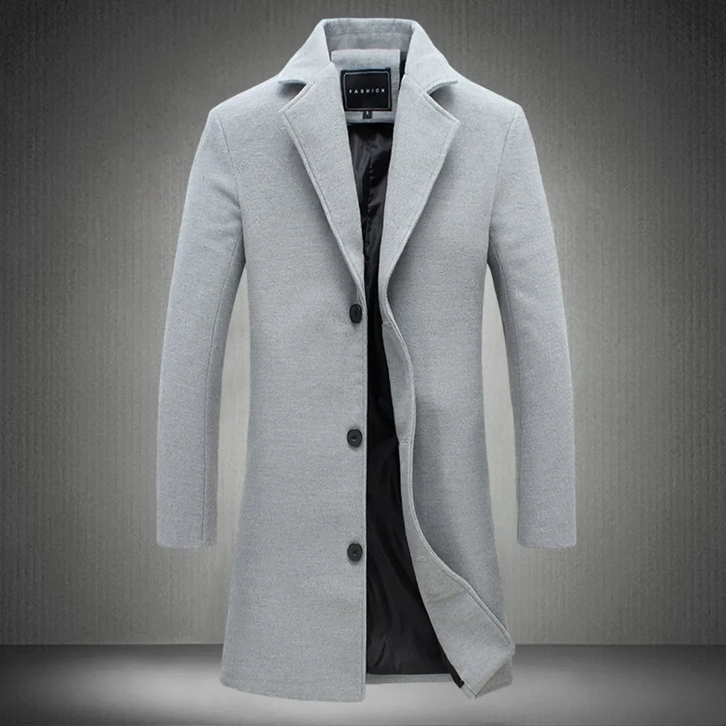 Men's Single-Breasted Overcoat – Worn View