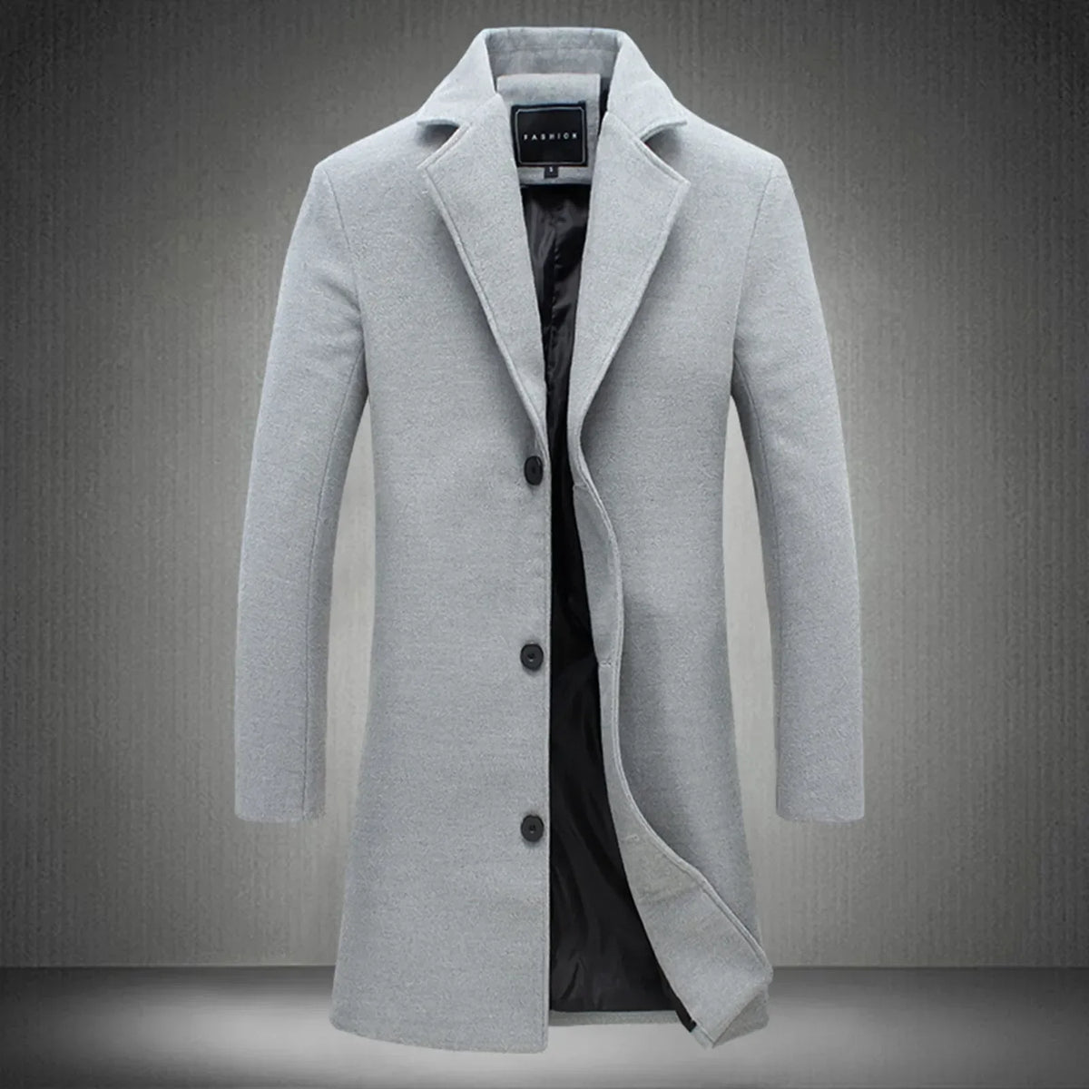 Men's Single-Breasted Overcoat – Worn View