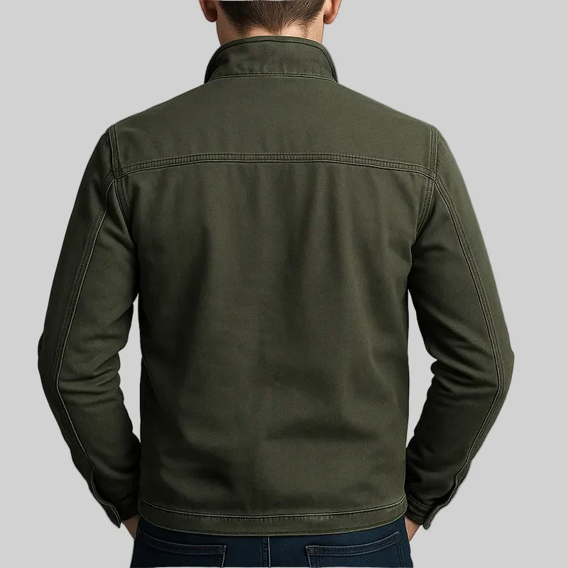 Men's Washed Canvas Trucker Jacket – Back View