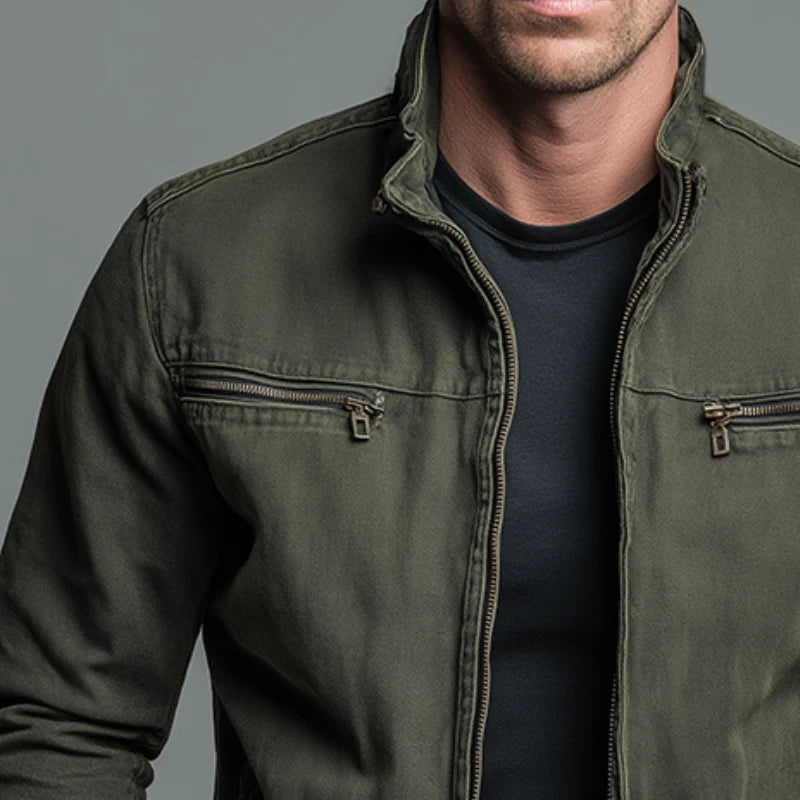 Men's Washed Canvas Trucker Jacket – Worn View