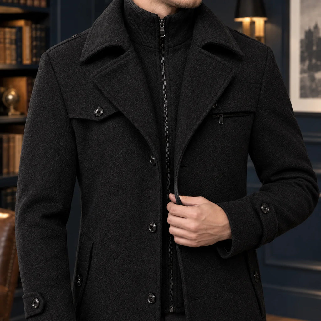 Men's Wool Overcoat – Detail View