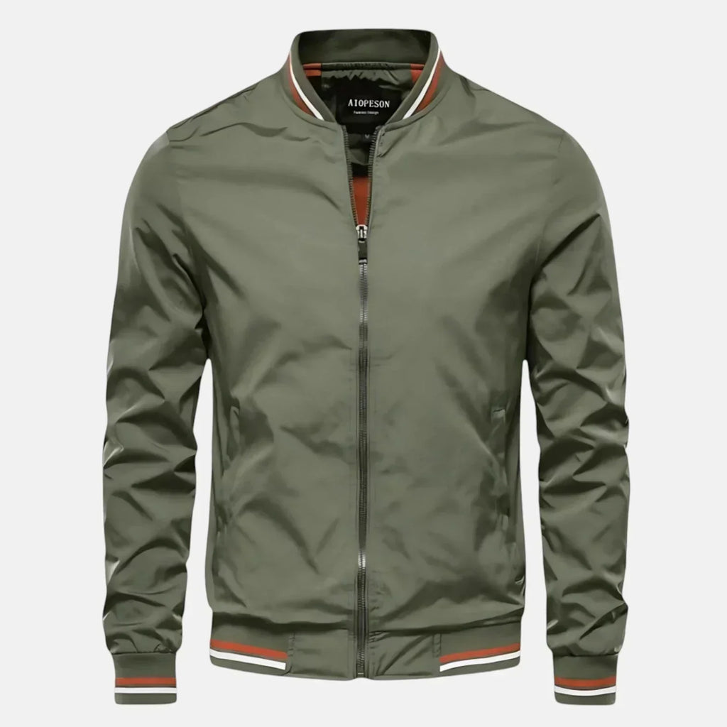 Men's Zip-Front Bomber Jacket in Green