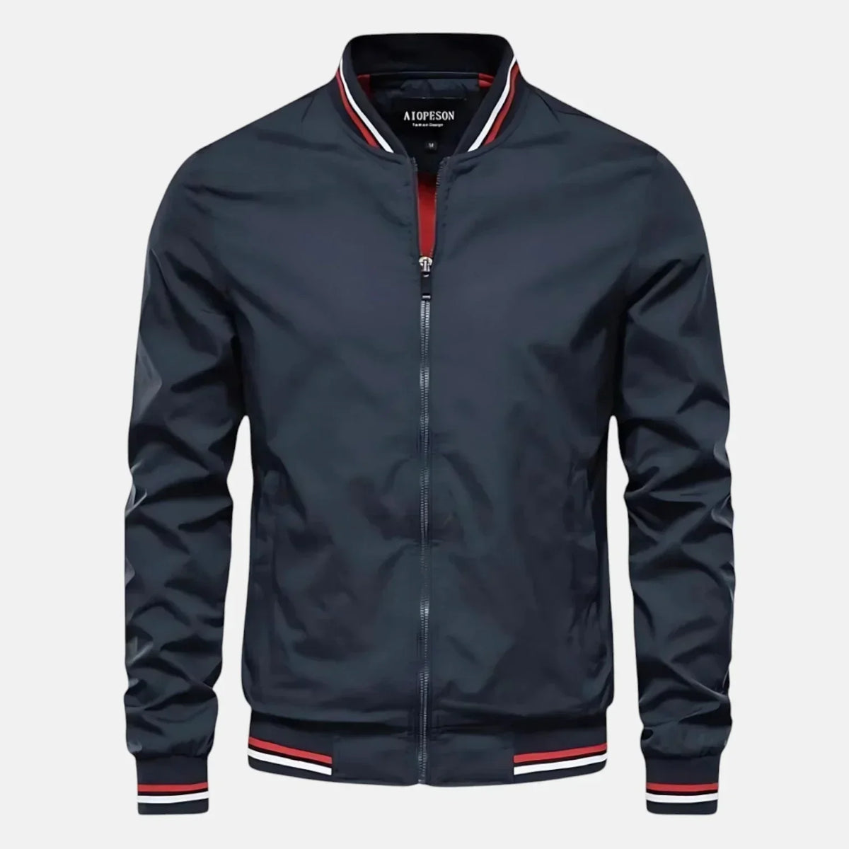 Men's Zip-Front Bomber Jacket in Black