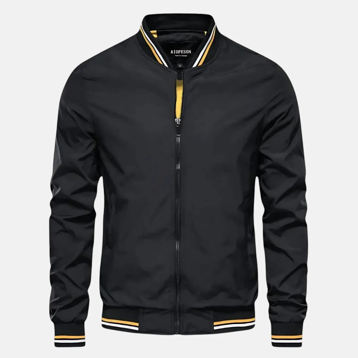 Men's Zip-Front Bomber Jacket in Beige