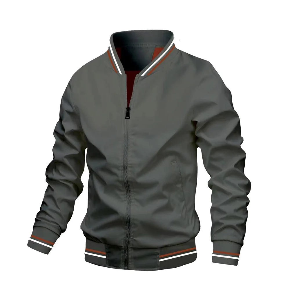 Men's Zip-Front Bomber Jacket in White