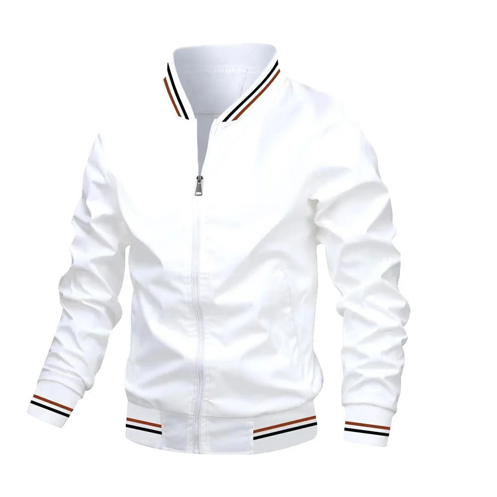 Men's Zip-Front Bomber Jacket in Burgundy