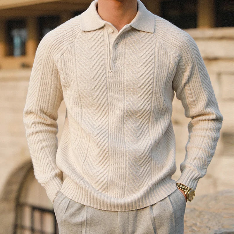 Men's Cable Knit Sweater Polo – Cable Knit Detail